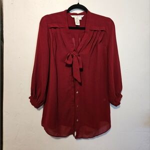 Max Studio Women's Red Blouse With 3/4 Sleeves (Medium, Style 3708X37)